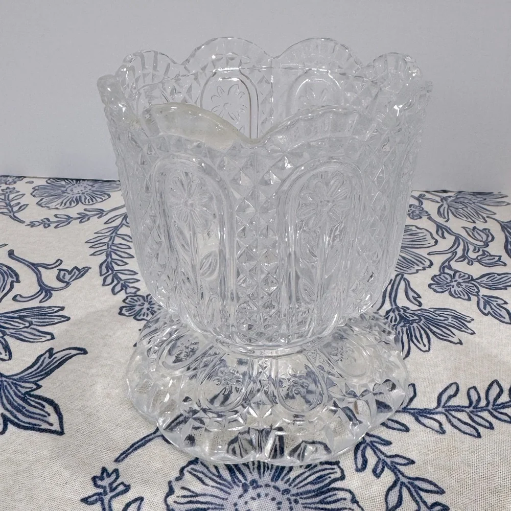 Vintage Avon Elegant Clear Glass Pedestal dish